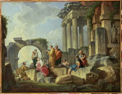 Ruins with the Apostle Paul preaching, 1744 by Giovanni Paolo Pannini